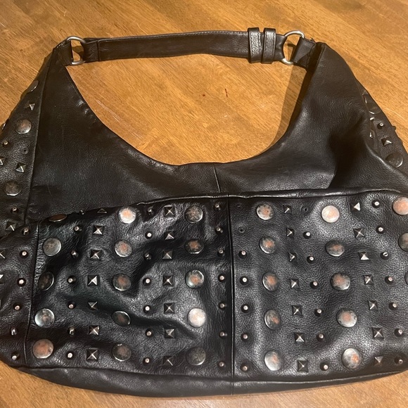Romygold Black Studded Leather Hobo Handbag - Picture 4 of 4